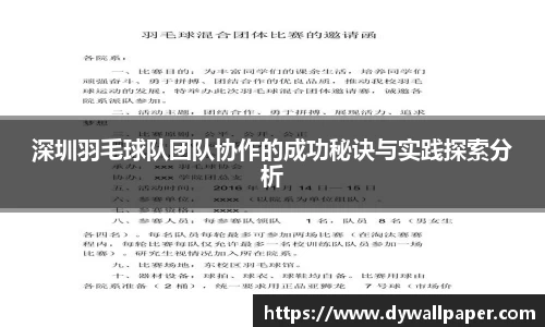 深圳羽毛球队团队协作的成功秘诀与实践探索分析